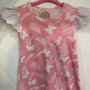 Beaufort & Bonnet Polly Play Dress Front Porch Fern White Eyelet 2T | EUC